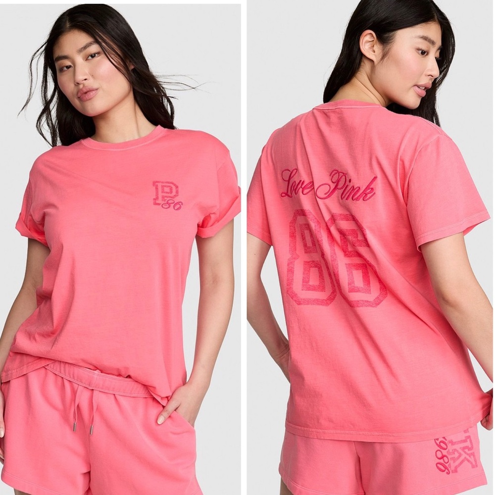 Victoria’s Secret PINK Campus Tee Vivid Pink Love Pink 86 NWT